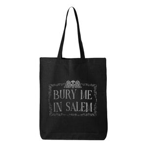 Black Tote Bag with Gothic Print
